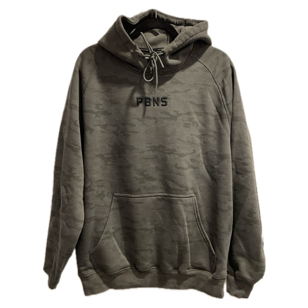 💪 Alphalete PBNS Grey/Olive Camo Hoodie Men’s Large | Athletic Streetwear